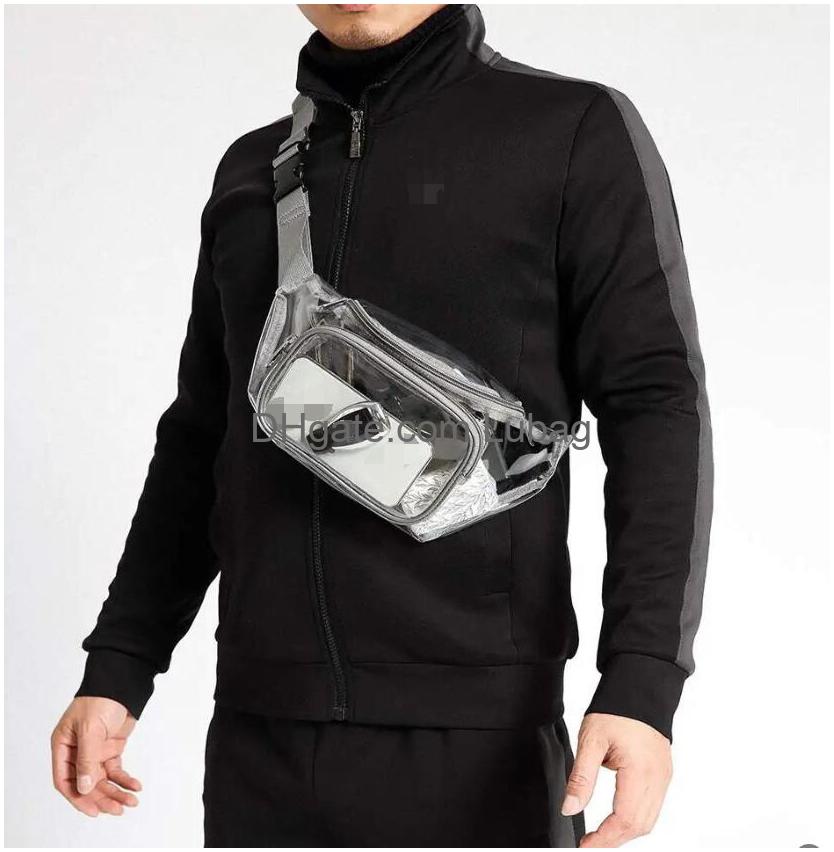 Autres sacs Sac à bandoulière transparent Stadium Appd Petit sac à dos de poitrine Bandoulière pour hommes Femmes Noir PVC Clear Sport Sac étanche