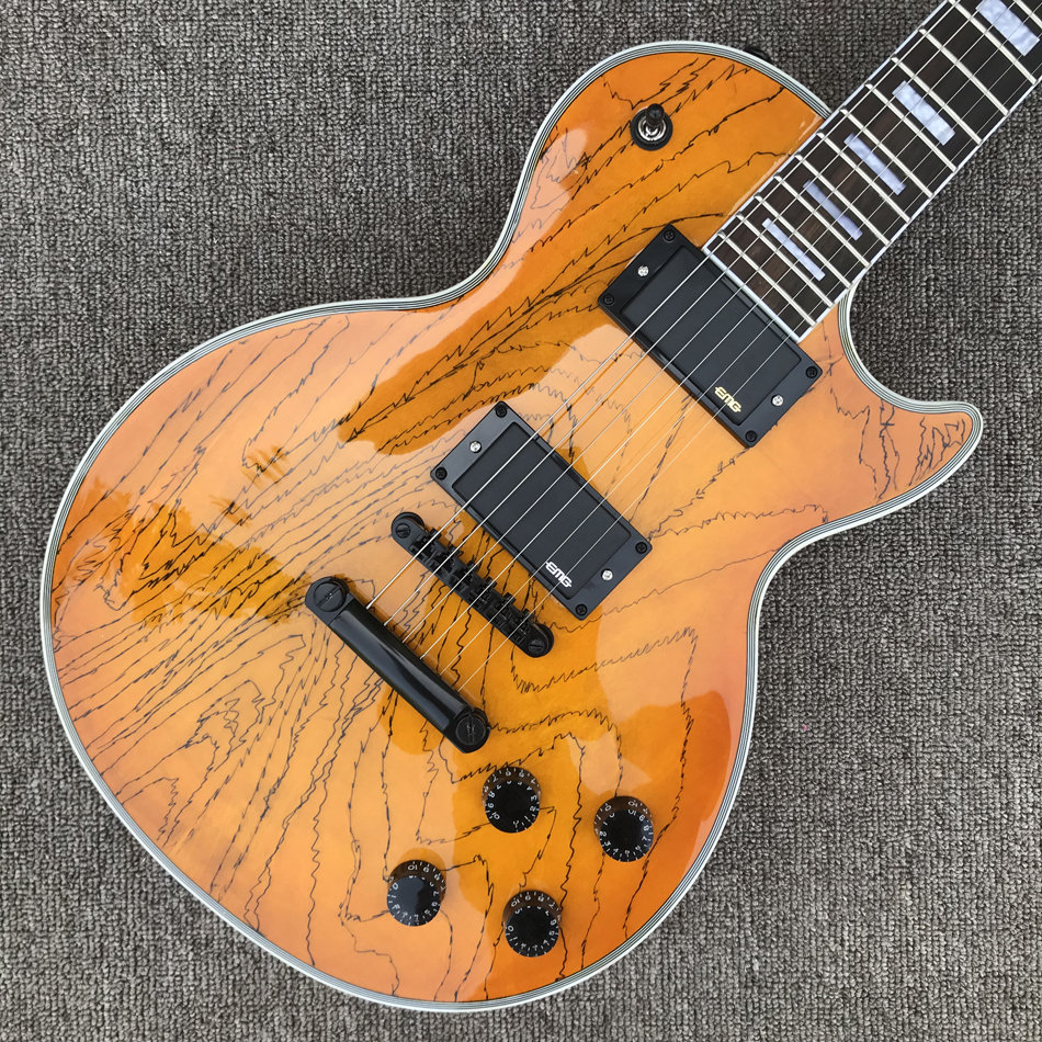 dezelfde van de foto's Custom shop, Made in China, LP Custom Hoge Kwaliteit Elektrische Gitaar, zwarte pickup, Hardware, Palissander Toets, Gratis Verzending