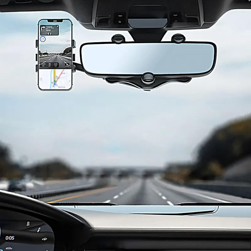 Универсальное многофункциональное зеркало заднего вида на 360 градусов. Крепление для телефона. Портативный гибкий держатель. Вращающаяся навигация. Регулируемая автомобильная подставка для телефона для нескольких моделей телефонов.