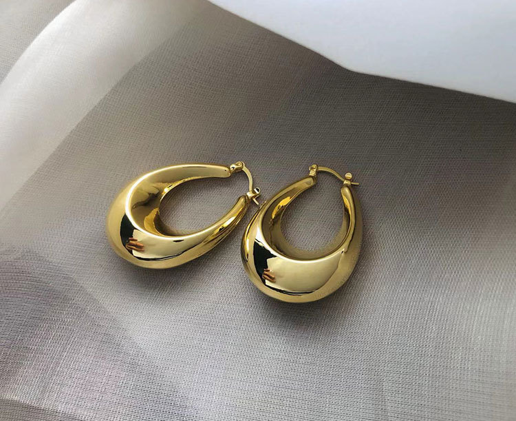 Vintage Plated 18K Gold Geometric Water Drops Cool and Individually Simple Advanced Ear Jewelry