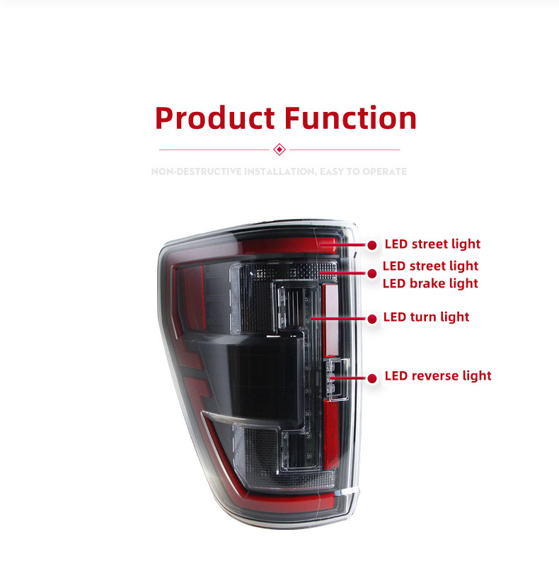 Feu arrière de voiture pour Ford Raptor, ensemble de feux arrière F150 20 20 – 2023, feu de signalisation complet, feu de stop, lampadaire
