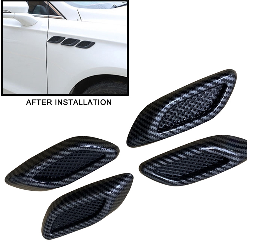 6 pz Chrome Carbon 3D Car Side Fender Air Vent Hood Scoop Presa di Copertura Decorativa Modifica BMW Audi Honda VW