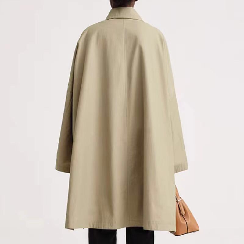 To/meme UnisexUnisex Silhouette Single Button Bat Sleeve Trench Retro Loose Coat