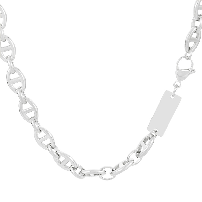 Mode Vierkante Merk Ketting Armband Rvs Sieraden Set voor Heren Vrouwen Choker 8mm 20 inch + 7.87 inch