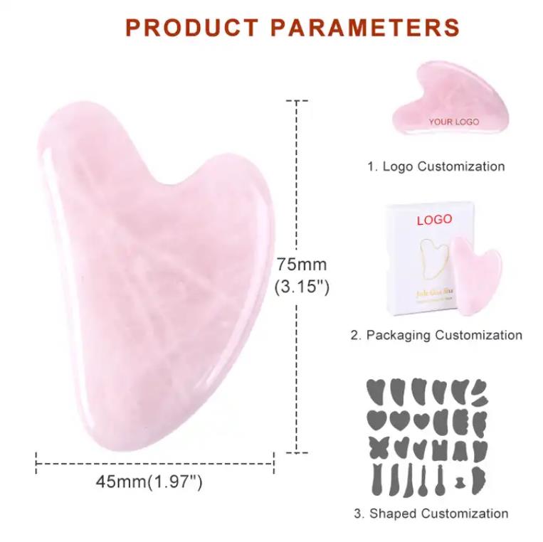 Quartz Rose naturel Jade Gua Sha outil de Massage du visage produit cosmétique de beauté lifting du visage Guasha grattage corps cou yeux soins de santé masseur