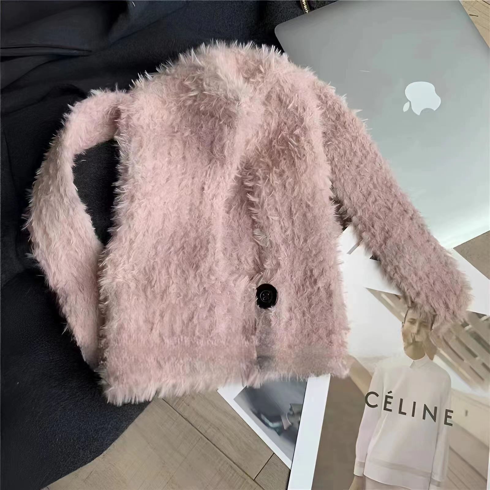 Simpatico passamontagna in peluche con orecchie lunghe da donna, forma concava, caldo passamontagna l'autunno e l'inverno