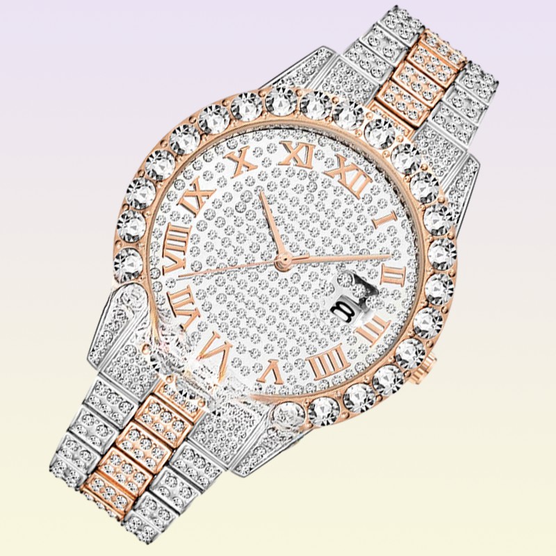 Missfox 2021 Eternity 2643 2 Hip Hop Fashion Watches CZ Diamond Inlay Dialtra di movimento quarzo Uomini guardano la lega Iced Out Diamonds 9099549