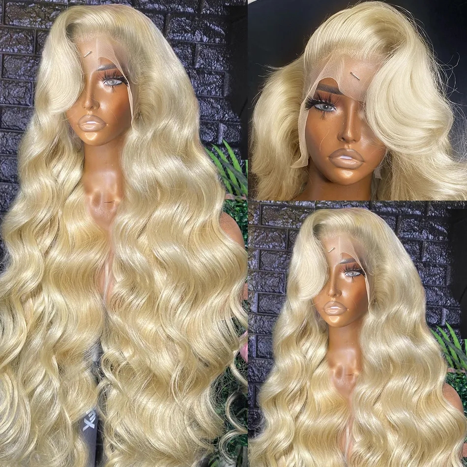 40インチブラジルの髪のハニーブロンド613ボディウェーブ13x4 HD透明レースフロントウィッグ360レースフロントシミュレーション女性のための人間の髪のかつら