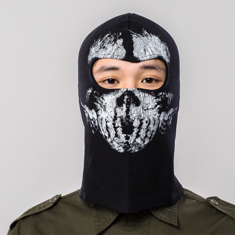 Accessoires de costumes jeu fantômes Skull Black Face Mask Cosplay Motorcycle Tactical Balaclava Hood Warmroproof Adult Unisexe Halloween Prop