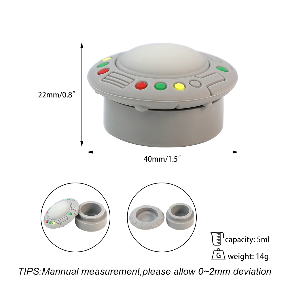 Butelki do przechowywania 5 ml w stylu UFO JARS Silikon Dab Jar Nonstick ciepło odporne na palenie rur kasetowe pojemniki na wklejone pojemniki wielokrotnego użytku