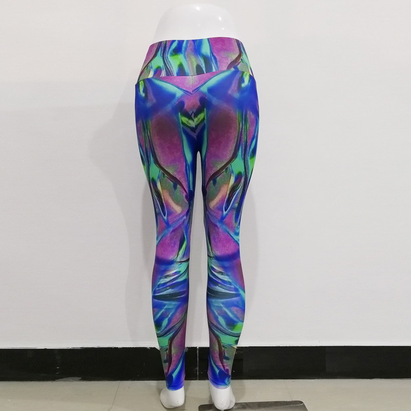 New Colorful Sequins Printing Leggings Women Sexy Tights Fitness Leggins Gym Trainning Push Up Jogging Running High Waist Polyester Sport Pants