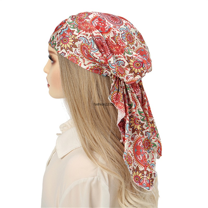 新しい色印刷事前に縛られた帽子の女性イスラム教徒ヒジャーブターバンバンダナヘッドバンドターバンテムージェルメスケムケイキャップビーニーボンネットヘッドウェア