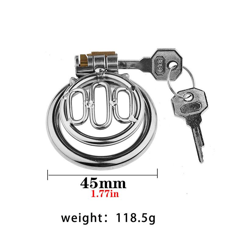 Mini Short Hollow Chastity Cage Dispositivo di castità in acciaio inossidabile Gabbie cazzi Pene da uomo Anelli pene Bondage Lock Giocattoli del sesso gli uomini