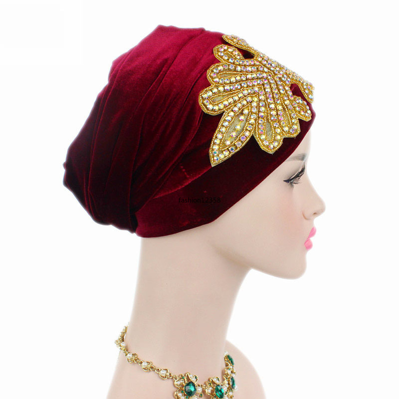 Najnowszy plisowany aksamitny magiczny turban hidżab głowa czapka długie ogon indyjska chusta na głowę krawat bandanas opaska na afrykański kapelusz scyk