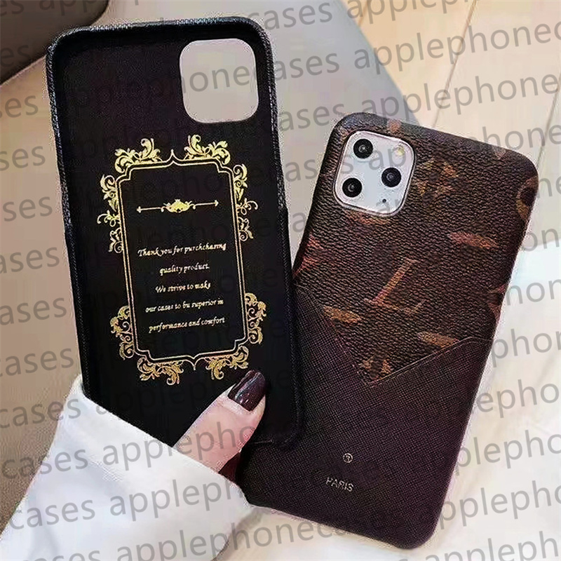 Telefonfodral Designer iPhone Case Card Pocket för iPhone 15 Pro Max 14 Pro Max 13 12 11 Pro 14Plus 13Promax Luxury Brand Slim Leather Credit Card Holder Plånbok Mobilt omslag