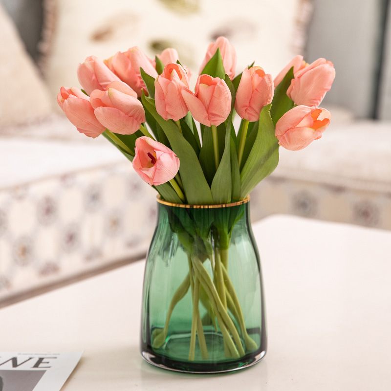 Faux blommig konstgjord blommor känns fuktgivande tulpanfotografering hem dekoration falska blommor