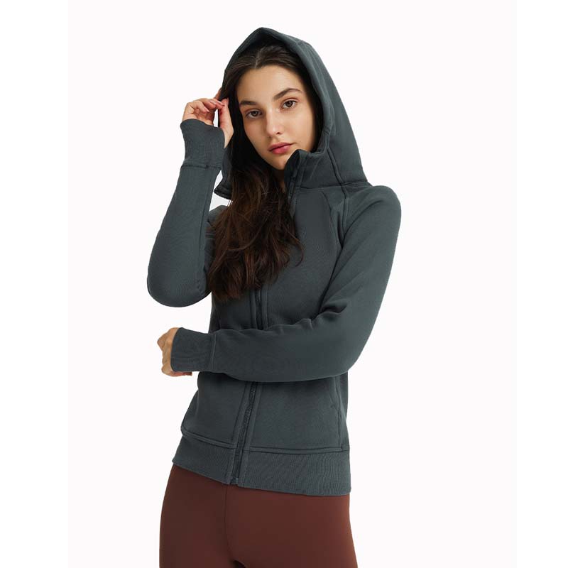 Lulule Coats Veste de course à pied pour femme, douce et cotonneuse, fermeture éclair complète, coupe ajustée, veste polaire d'entraînement athlétique avec poches