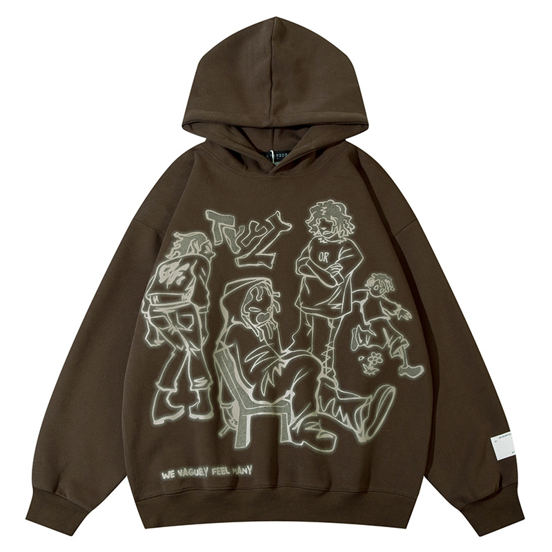 Men's Hoodies Sweatshirts Aelfric Eden Womens Y2K Cartoon Line Character Print Hoodie Harajuku Hip Hop Sweatshirt Pullover Hooded Streetwear Casual Tops 230728