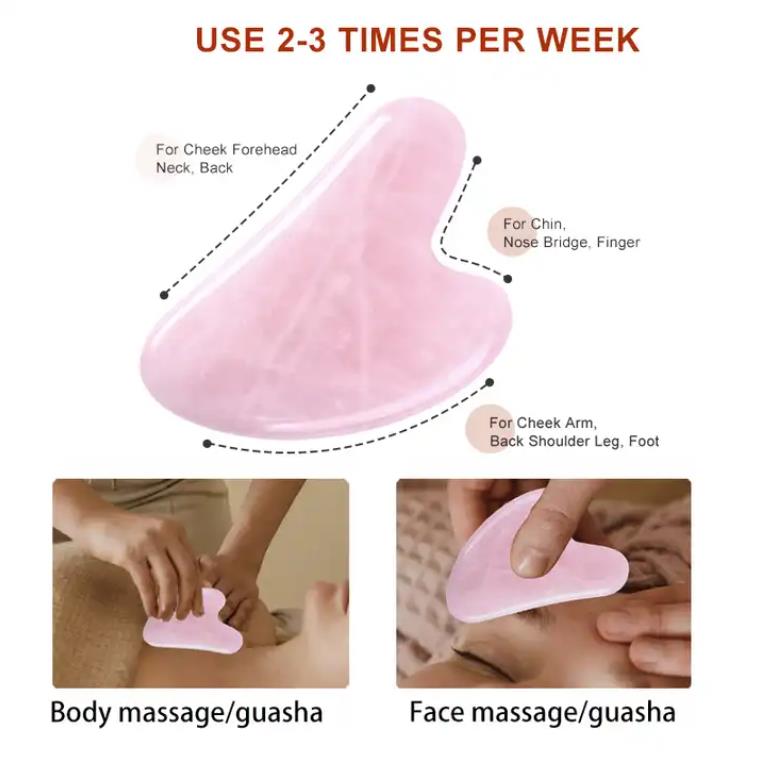 Quartz Rose naturel Jade Gua Sha outil de Massage du visage produit cosmétique de beauté lifting du visage Guasha grattage corps cou yeux soins de santé masseur