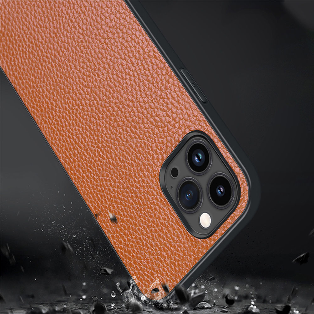 Äkta kohudsläder smal fodral för iPhone 15 Pro Max 14 13 12 Litchi Armor Back Cover