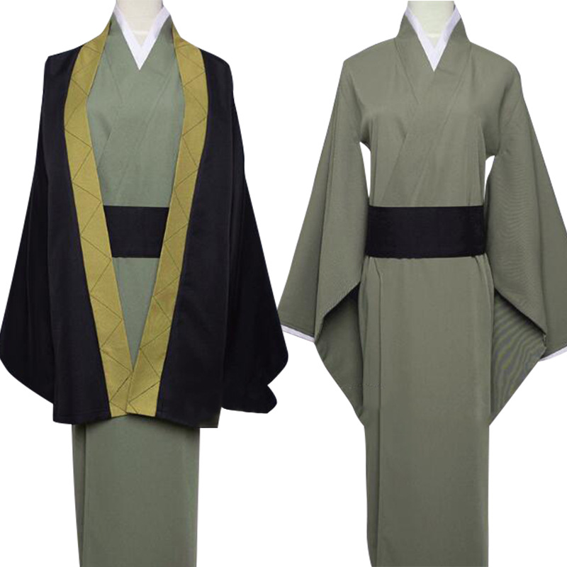 Anime Costumes Anime Bungo Stray Dogs Season 4 Hunting Fukuzawa Yukichi Cosplay Costume Wig Green Haori Kimono Adult Man Christmas Party Suit