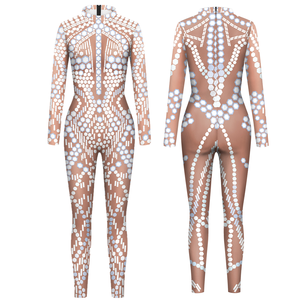 Catsuit kostümleri siyah eller dokunmak shinny pullu parıltılı tulum catsuit seksi kadın cosplay kostümleri Zentai Cadılar Bayramı Bodysuit