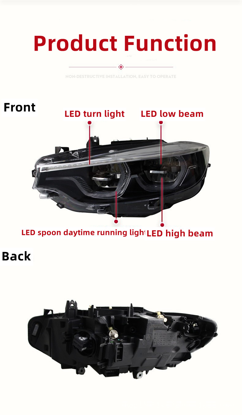 Voll-LED-Scheinwerfer für BMW 4er-Scheinwerfer M4 2014–20 19 GTS, Upgrade-LED-Laufsignalleuchten im Löffel-Stil