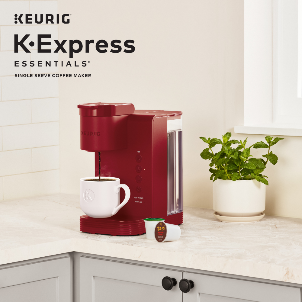 Keurig K-Express EssentialsシングルサーブKカップポッドコーヒーメーカー、レッド