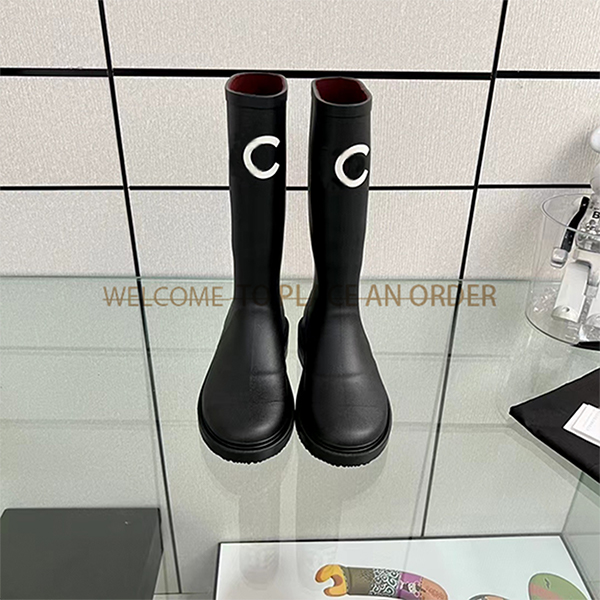 Designer boots brand autumn and winter women's rain boots men's candy color rubber waterproof shoes walking casual thick sole boots PUDDLE PVC