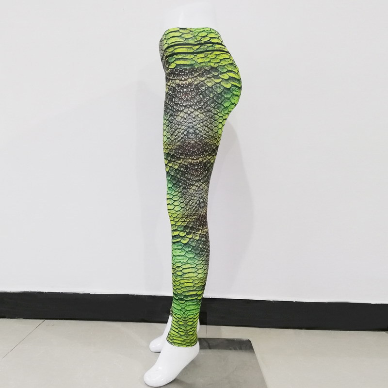 Sexiga leggings kvinnor orm tryck hög midje fitness leggins skjuter upp tights gym sport joggar träning jegings