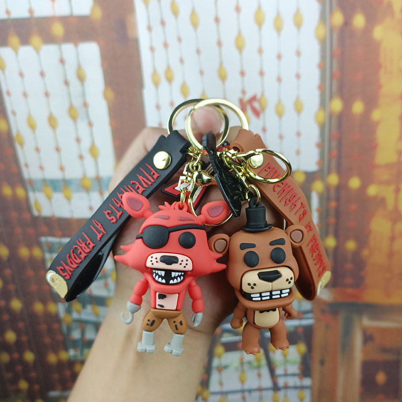 3D anime character keychain cartoon soft rubber PVC keychain Halloween favorite horror toy bear keychain student supplies