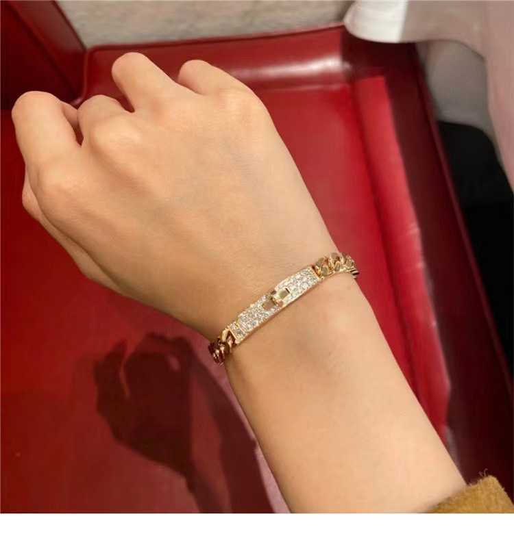 Schweinenase-Armband, 925er-Sterlingsilber, plattiert, 18 Karat Roségold, neue Volldiamant-Präzision mit echtem Logo