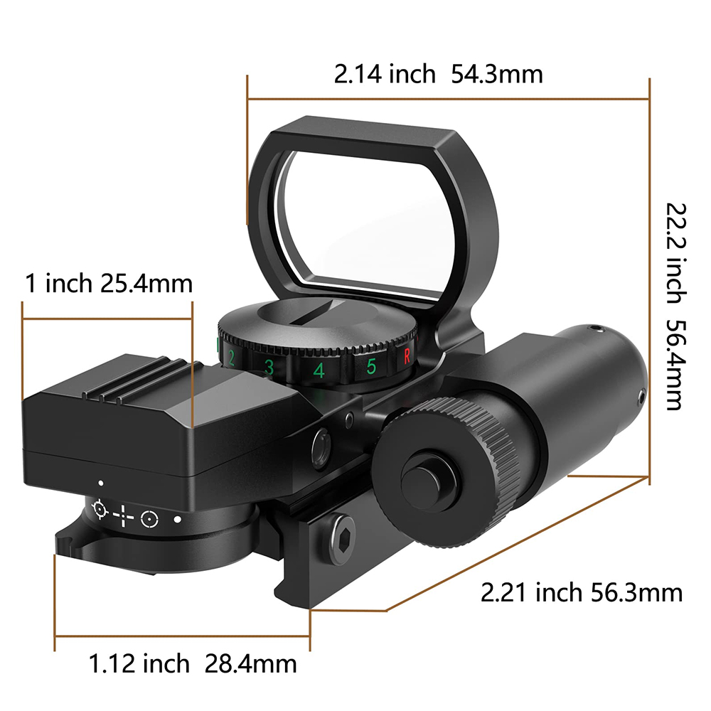 Mirino reflex 1X22X33 con mirino laser verde integrato compatibile con sistema di guida Picatinny/Waver da 20 mm tiro a segno