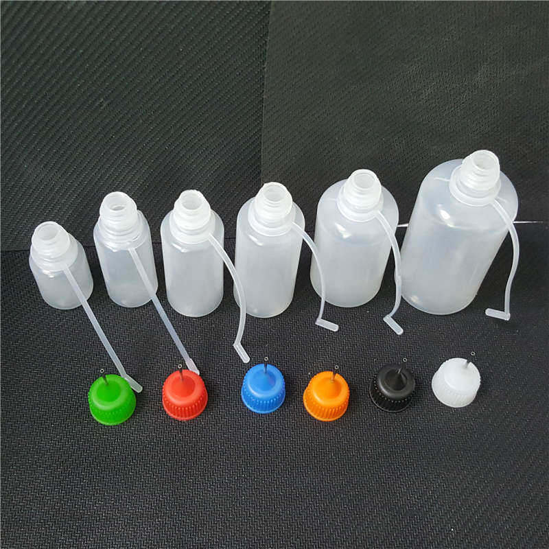 Plastic Packaging Bottle Vapor Pinhole Cap PE Soft Metal Needle 5ml 10ml 15ml 20ml 30ml 50ml Dropper Bottles For Essential Oil Liquid Juice Atomizer Storage Filler