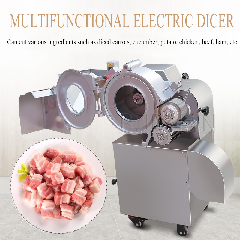 Automatisk fruktgrönsak Dicer Machine Lök vitlök Ginger Potato Morot Cube Dicer Cutter