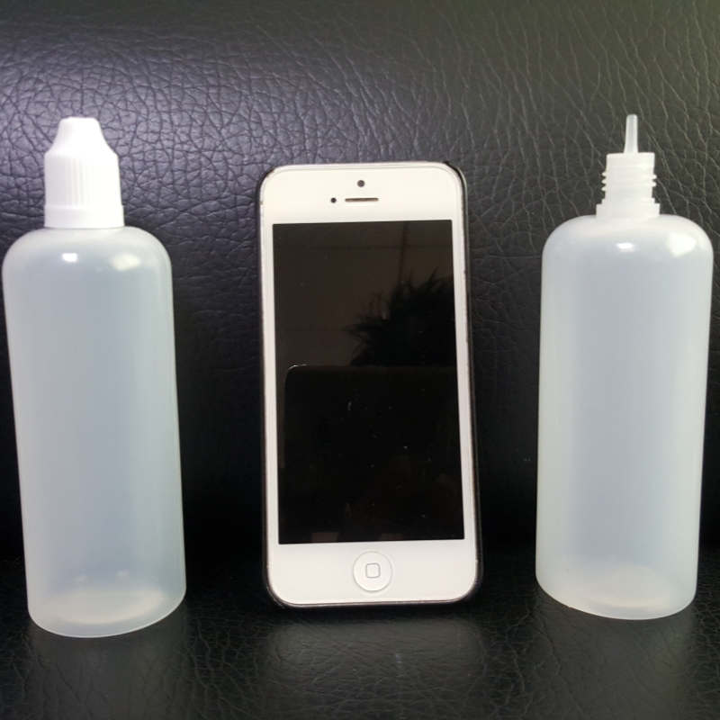 Bottiglie da 120 ml PE Contagocce vuoto LDPE morbido traslucido Bottiglie di plastica da 120 ml con punte lunghe e sottili Tappi a prova di bambino bottiglia di imballaggio di olio liquido succhi di vapore