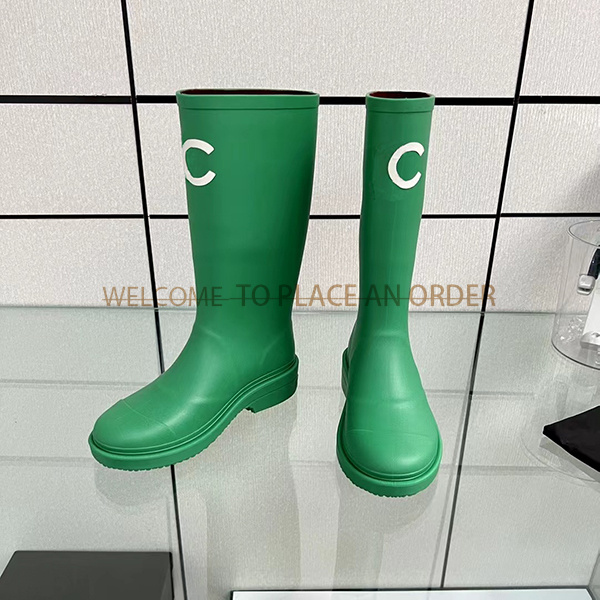 Designer boots brand autumn and winter women's rain boots men's candy color rubber waterproof shoes walking casual thick sole boots PUDDLE PVC