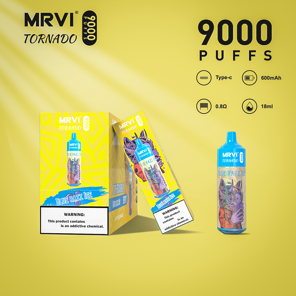 Orijinal MRVI Tornado 9000 Puflar Tek Kullanımlık Vape Pen Puff 9K şarj edilebilir 600mAh Pil 18ml Pod E Sigara Vs Randm Vapes