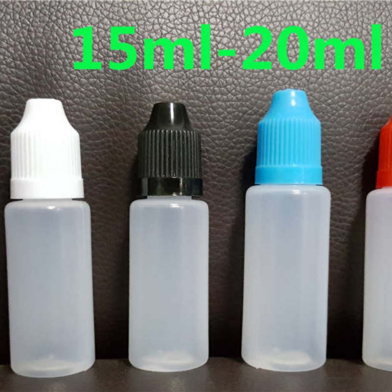 5ml 10ml 15ml 20ml 30ml 50ml Plastik Ambalaj Şişe Buharı Yumuşak PE Yolu Yol Nizle Damla Sıvı Meyve Suları için Çocuk Geçirmez Kapaklar Sıvı Sular Kozmetik Paketleme DHL