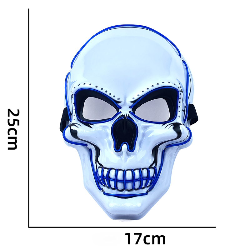 Masque d'Halloween à lumière LED, masques de crâne effrayants, masque de Cosplay brillant à fil EL pour fournitures de fête d'Halloween