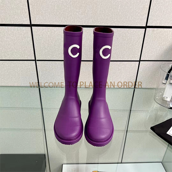 Designer boots brand autumn and winter women's rain boots men's candy color rubber waterproof shoes walking casual thick sole boots PUDDLE PVC