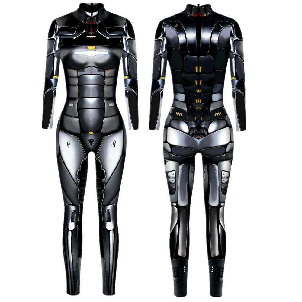 Catsuit-kostuums Robot Punk Jumpsuit Catsuit Sexy vrouwen Cosplaykostuums Cyberpunk Zentai Halloween-bodysuit