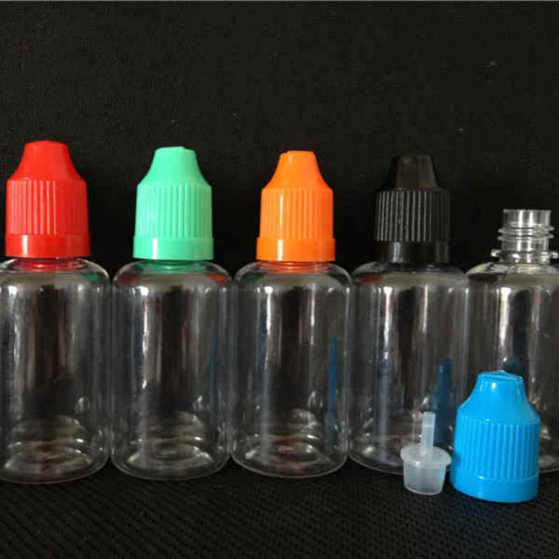 ペットボトルクリア5ml 10ml 15ml 20ml 30ml 50ml透明なプラスチックドロッパー針hard essenceオイル用のチャイルドプルーフキャップ付き液体ジュースストレージパッケージ