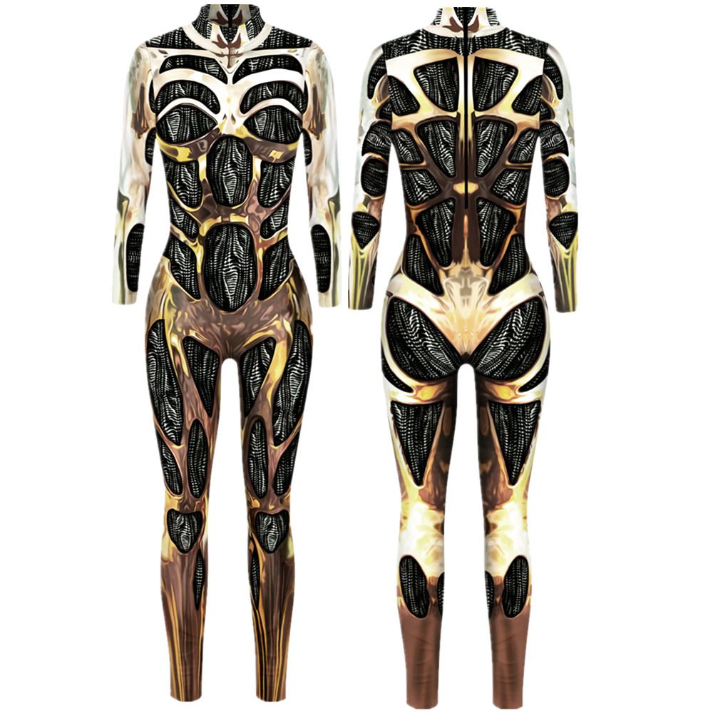 Catsuit-kostuums Robot Punk Jumpsuit Catsuit Sexy vrouwen Cosplaykostuums Cyberpunk Zentai Halloween-bodysuit