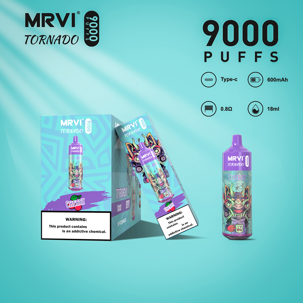 Original Randm Tornado Puff 9000 Disponible Vape Pen Device MRVI Puff 9K uppladdningsbar 600mAh Batteri 18 ml POD E Cigarettvape Desechable