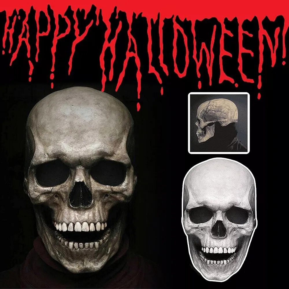 Halloweenowa maska ​​ruchomy szczęka pełna głowa maska ​​Halloween dekoracja horror przerażający maska ​​cosplay impreza wystrój 2023 Hełm czaszki 921