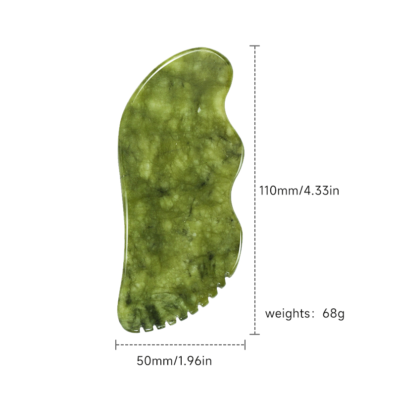 أداة الوجه Gua Sha Draging Tool Sawtooth Natural Jade Stone Guasha Board Massager لمكافحة التخسيس الوجه والرقبة إزالة التجاعيد انتفاخ العين