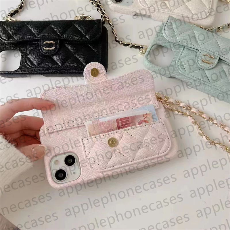 Handyhülle für Apple iPhone 15 Pro Max 14 13 12 Pro Max 11 Marken-Crossbody-Kartenhalter-Handyhüllen Designer-iPhone-Hülle aus Litschi-Körnungsleder Handtasche Mobile Cover