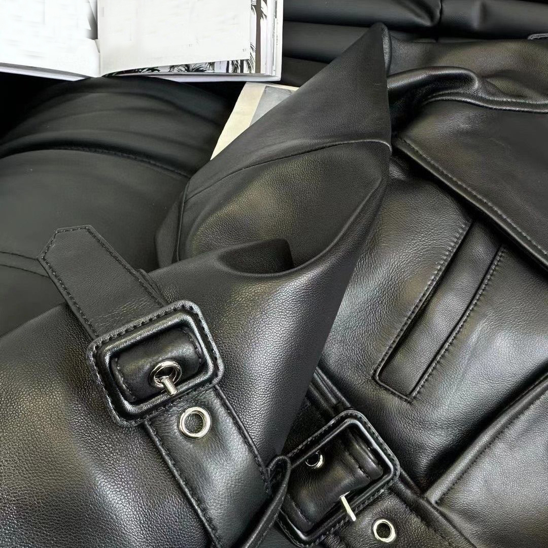 Designer Designer Kurtki skórzane płaszcze Cowhide Slim Fit Krótkie płaszcze motocyklowe samice