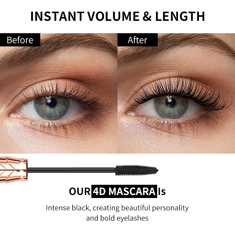 Lussuoso Crown Mascara Mascara lungo in fibra di seta 4D Mascara ciglia a lunga durata 24H Mascara liquido spesso impermeabile a lunga durata 8g YANQINA